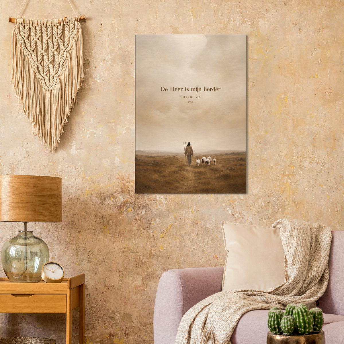Psalm 23 christelijk canvas met herder en schapen – De Heer is mijn Herder – Grace Studio