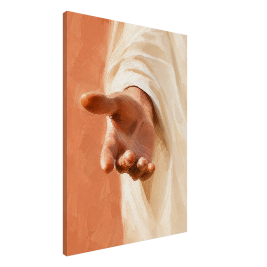 De Uitgestrekte Hand christelijk canvas met de uitgestrekte hand van Jezus – Grace Studio