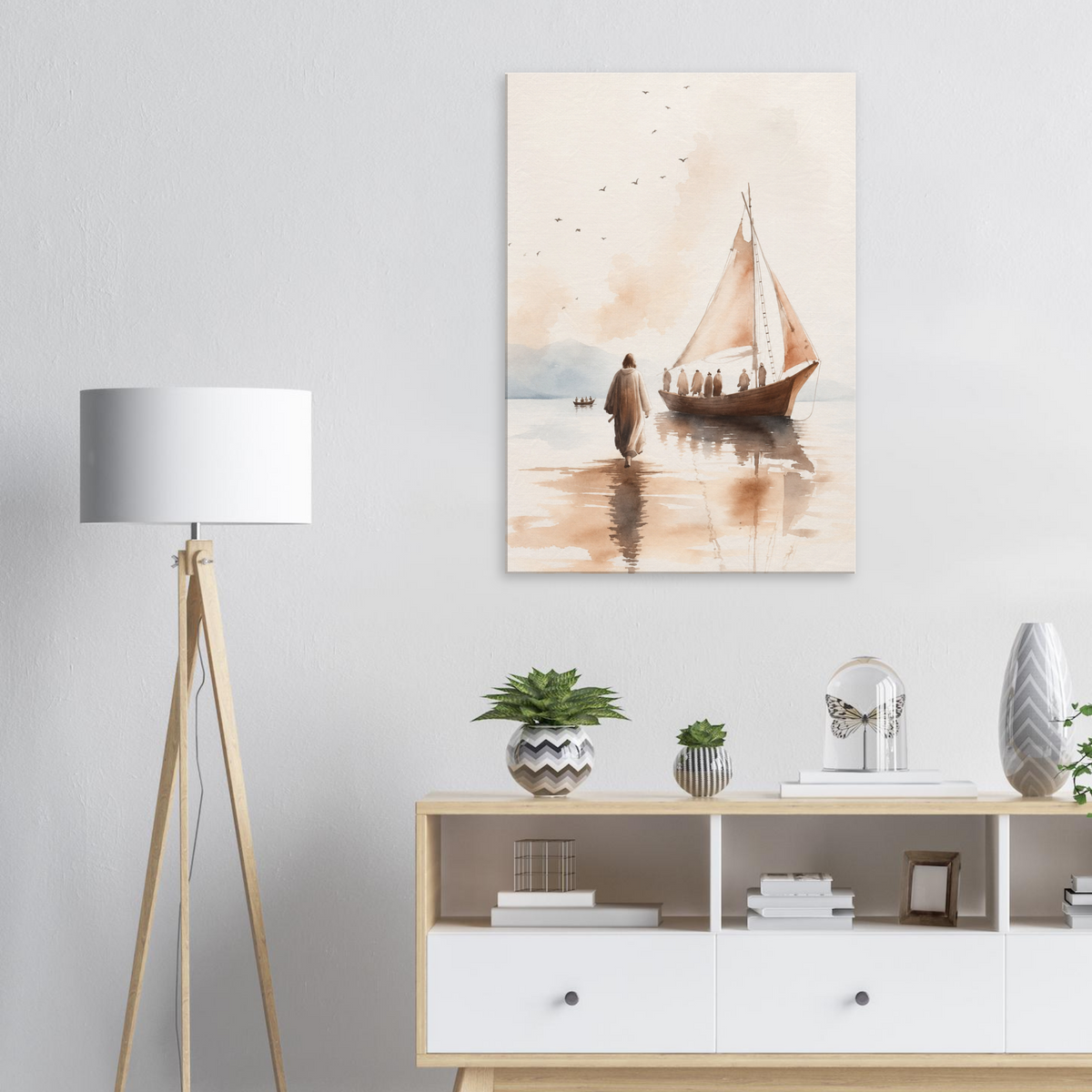 Vissers van mensen christelijk canvas met Jezus bij het water – Grace Studio