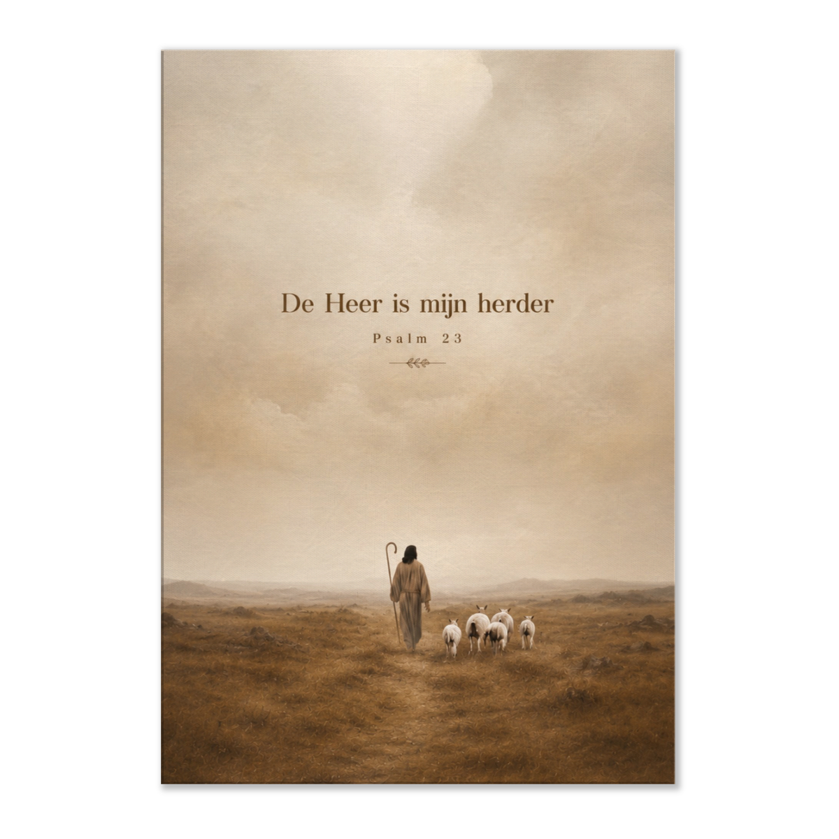 Psalm 23 christelijk canvas met herder en schapen – dun canvas 70x100 cm – Grace Studio