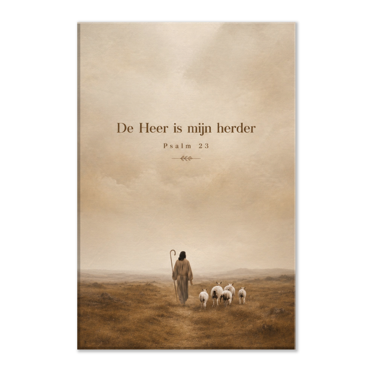 Psalm 23 christelijk canvas met herder en schapen – dik canvas 30x45 cm – Grace Studio
