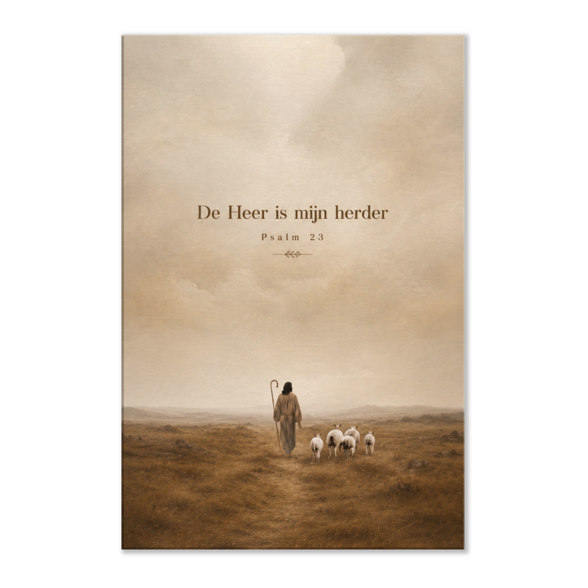 Psalm 23 christelijk canvas met herder en schapen – dun canvas 50x75 cm – Grace Studio