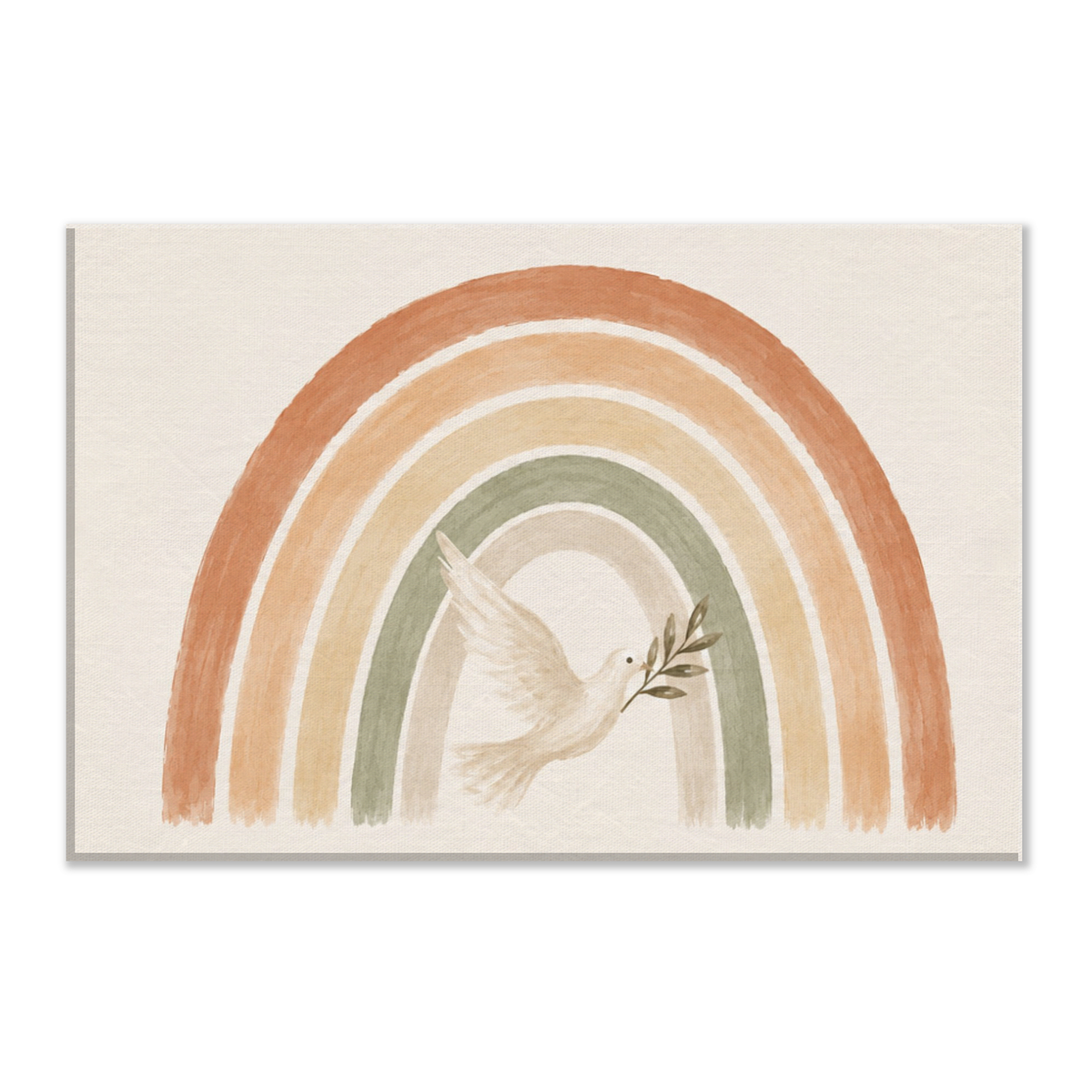 De Belofte christelijk canvas met regenboog en witte duif – dik canvas 30x45 cm – Grace Studio