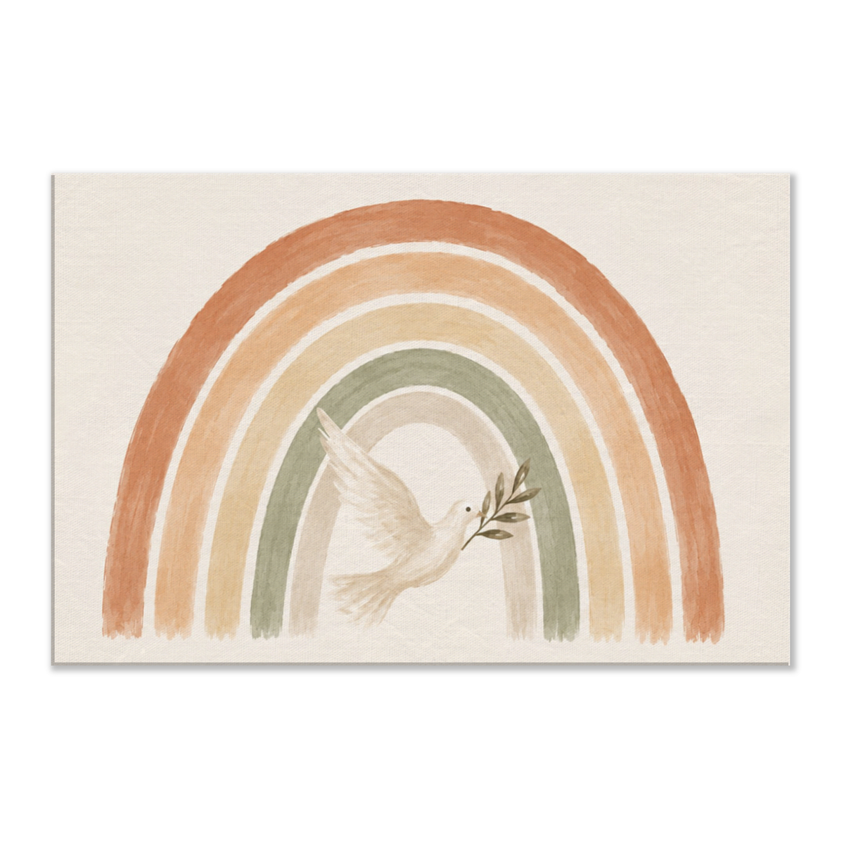 De Belofte christelijk canvas met regenboog en witte duif – dik canvas 60x90 cm – Grace Studio
