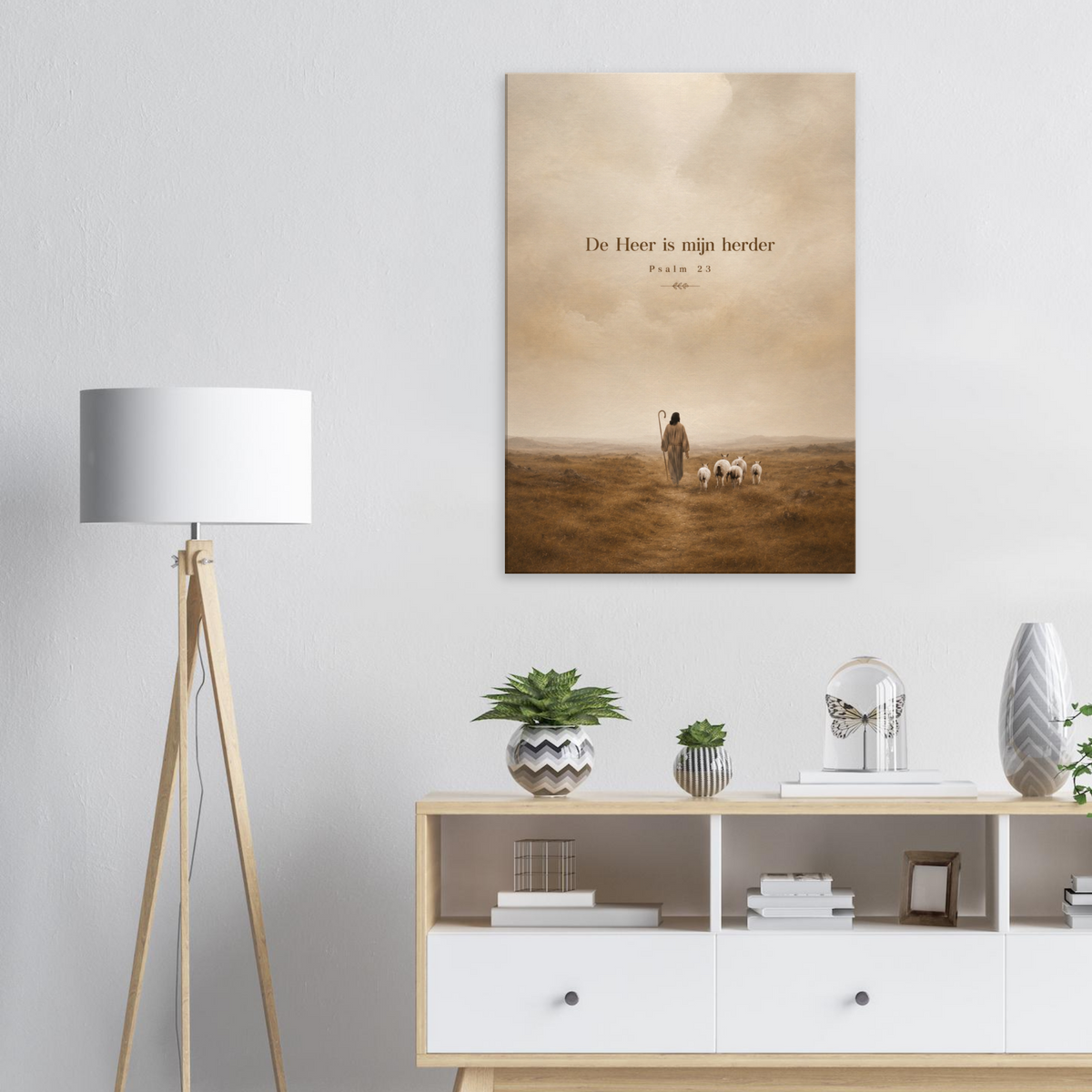 Psalm 23 christelijk canvas met herder en schapen – De Heer is mijn Herder – Grace Studio