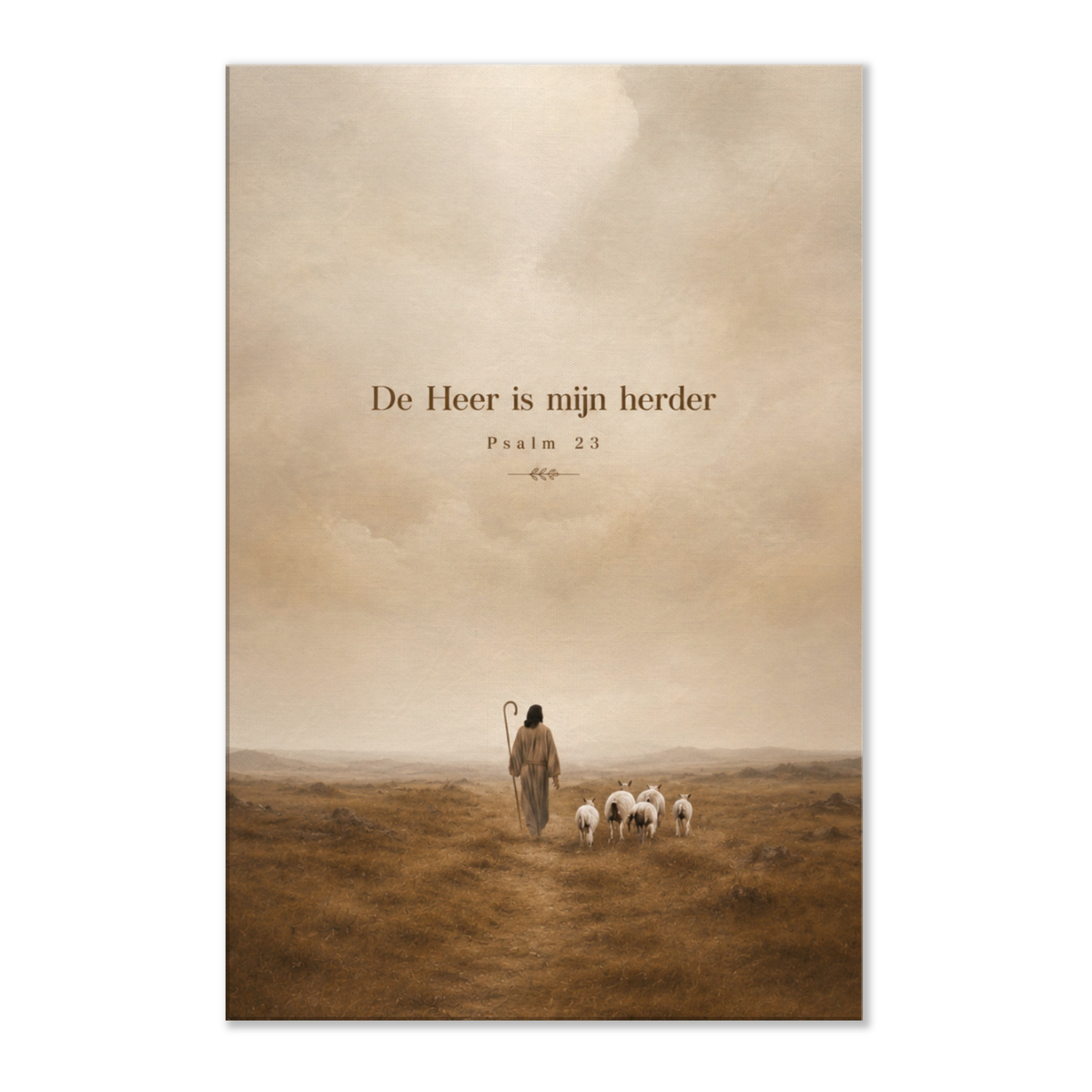 Psalm 23 christelijk canvas met herder en schapen – dun canvas 60x90 cm – Grace Studio