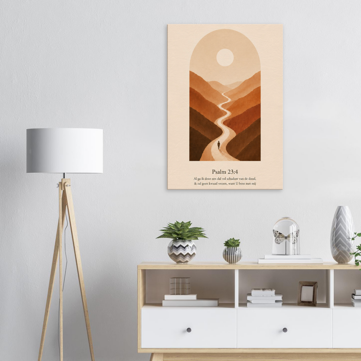 Psalm 23 christelijk canvas met weg door het dal – De HEERE is mijn Herder (Statenvertaling) – Grace Studio