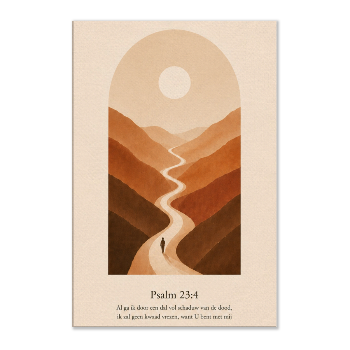 Psalm 23 christelijk canvas met weg door het dal – dun canvas 60x90 cm – Grace Studio