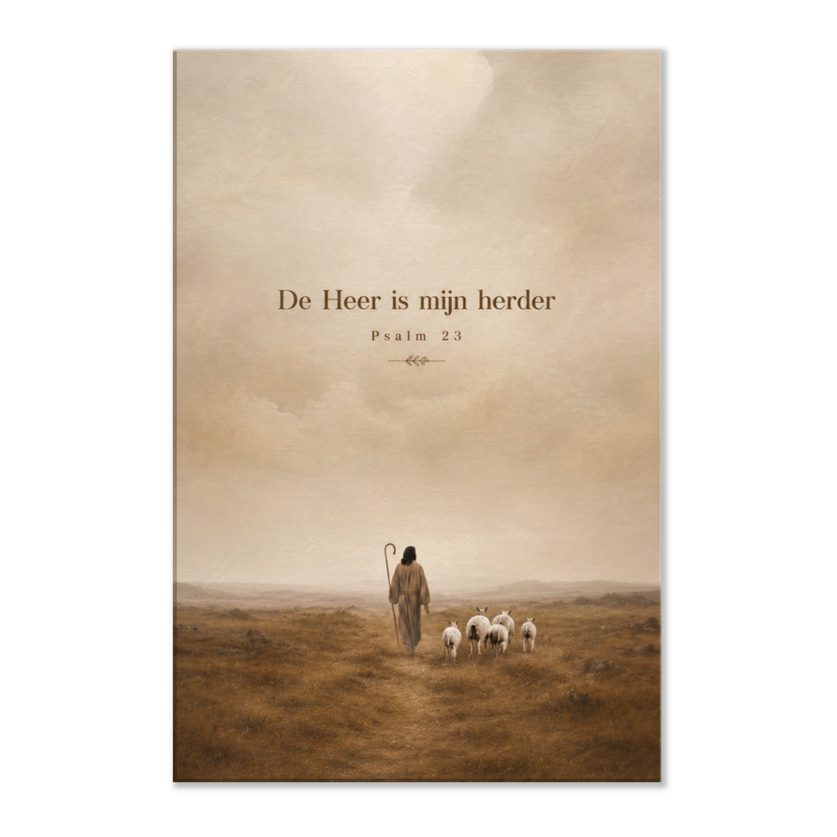 Psalm 23 christelijk canvas met herder en schapen – dik canvas 50x75 cm – Grace Studio