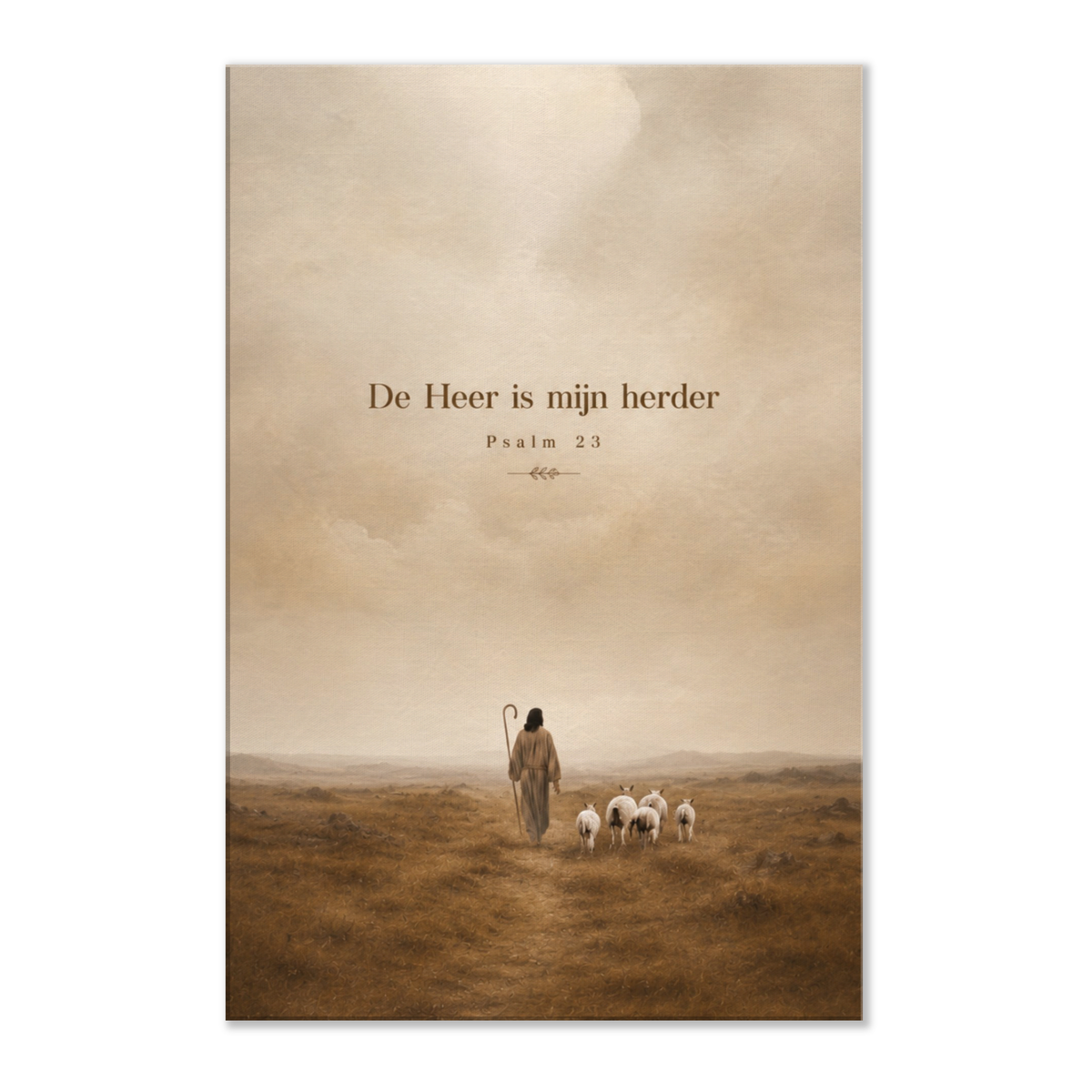 Psalm 23 christelijk canvas met herder en schapen – dik canvas 60x90 cm – Grace Studio