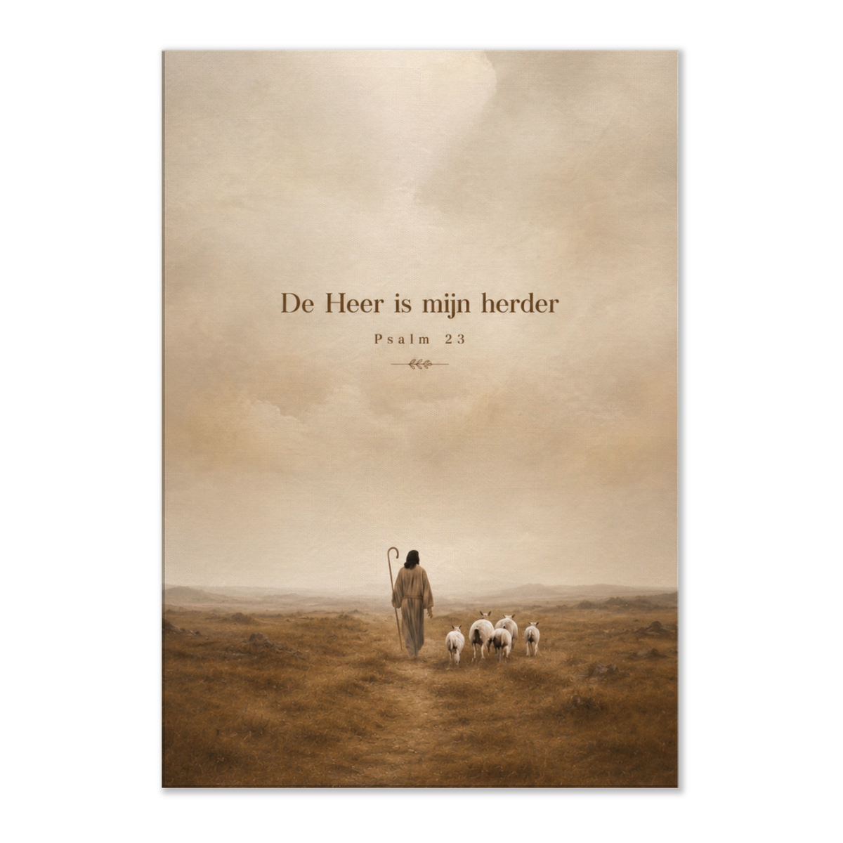 Psalm 23 christelijk canvas met herder en schapen – dik canvas 70x100 cm – Grace Studio