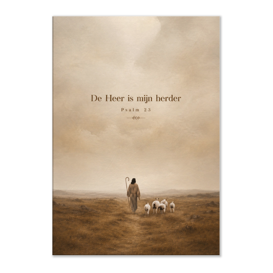 Psalm 23 christelijk canvas met herder en schapen – dik canvas 70x100 cm – Grace Studio