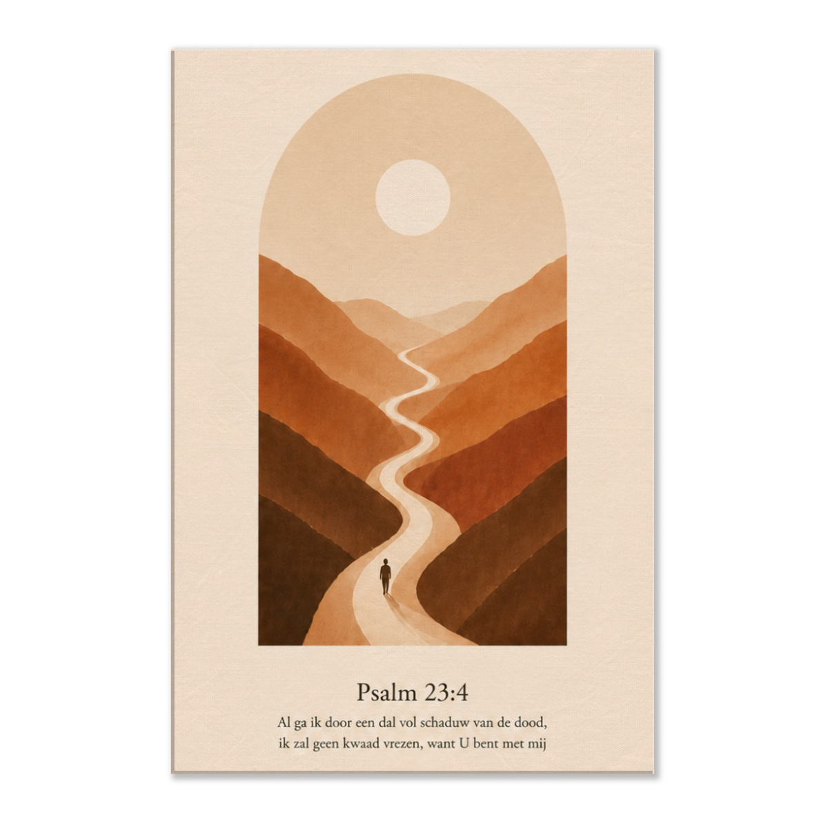 Psalm 23 christelijk canvas met weg door het dal – dun canvas 50x75 cm – Grace Studio