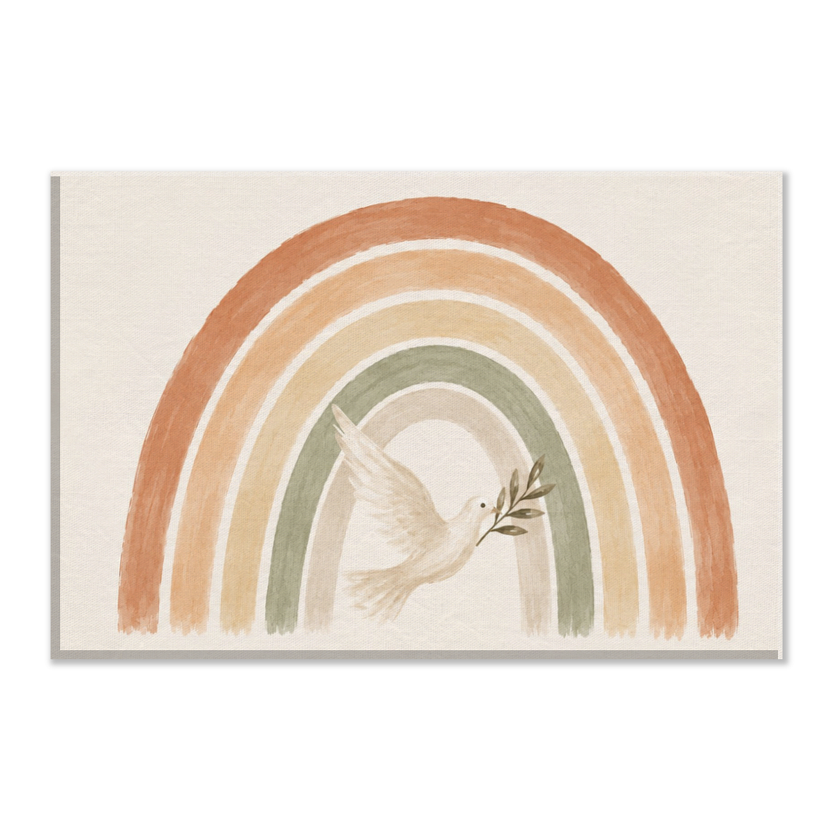 De Belofte christelijk canvas met regenboog en witte duif – dik canvas 20x30 cm – Grace Studio