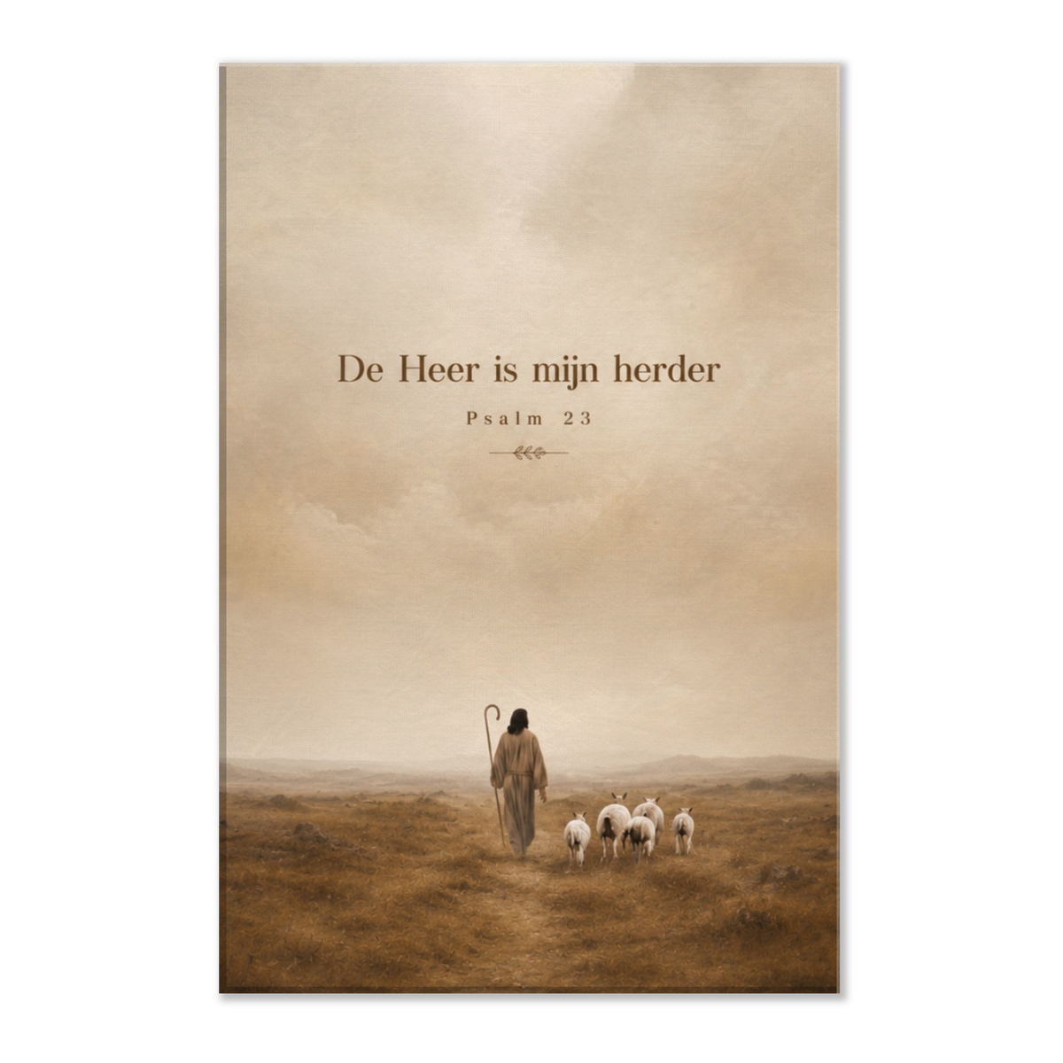 Psalm 23 christelijk canvas met herder en schapen – dun canvas 30x45 cm – Grace Studio