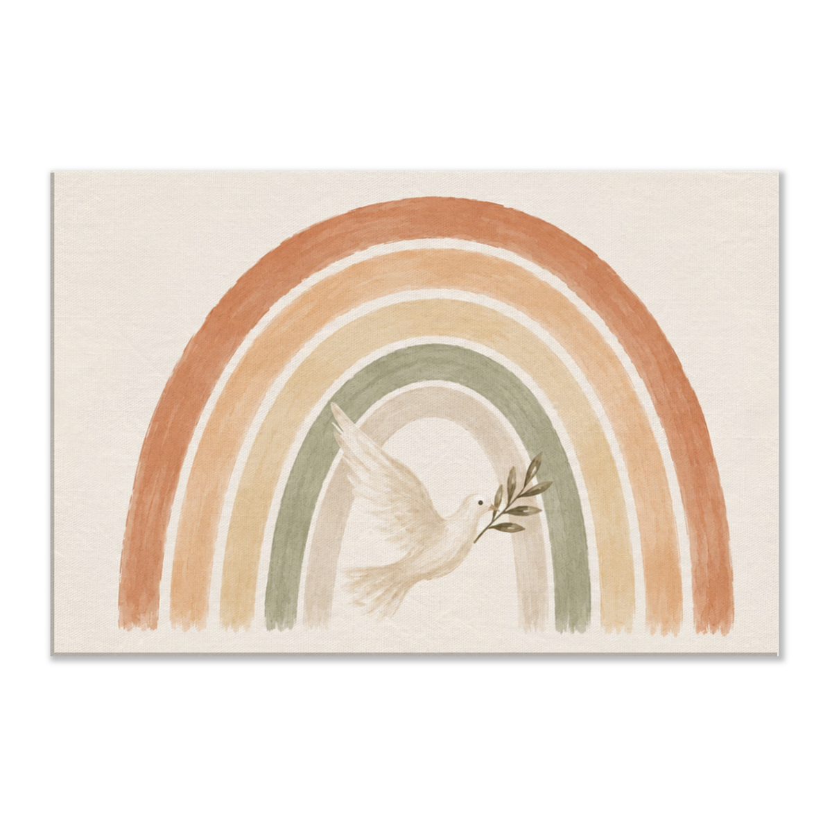 De Belofte christelijk canvas met regenboog en witte duif – dik canvas 50x75 cm – Grace Studio