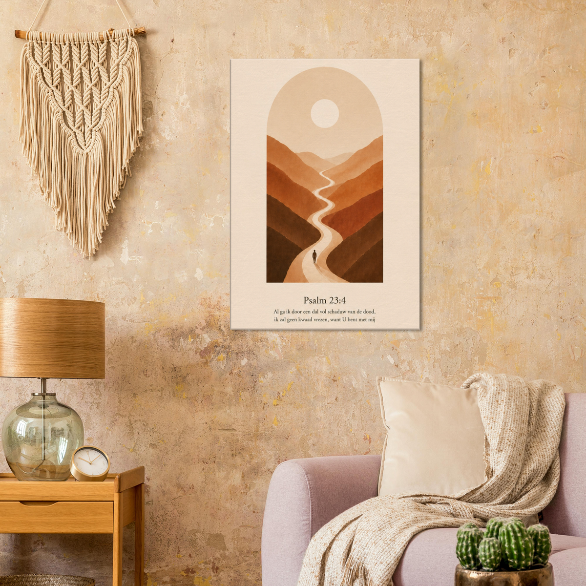 Psalm 23 christelijk canvas met weg door het dal – De HEERE is mijn Herder (Statenvertaling) – Grace Studio