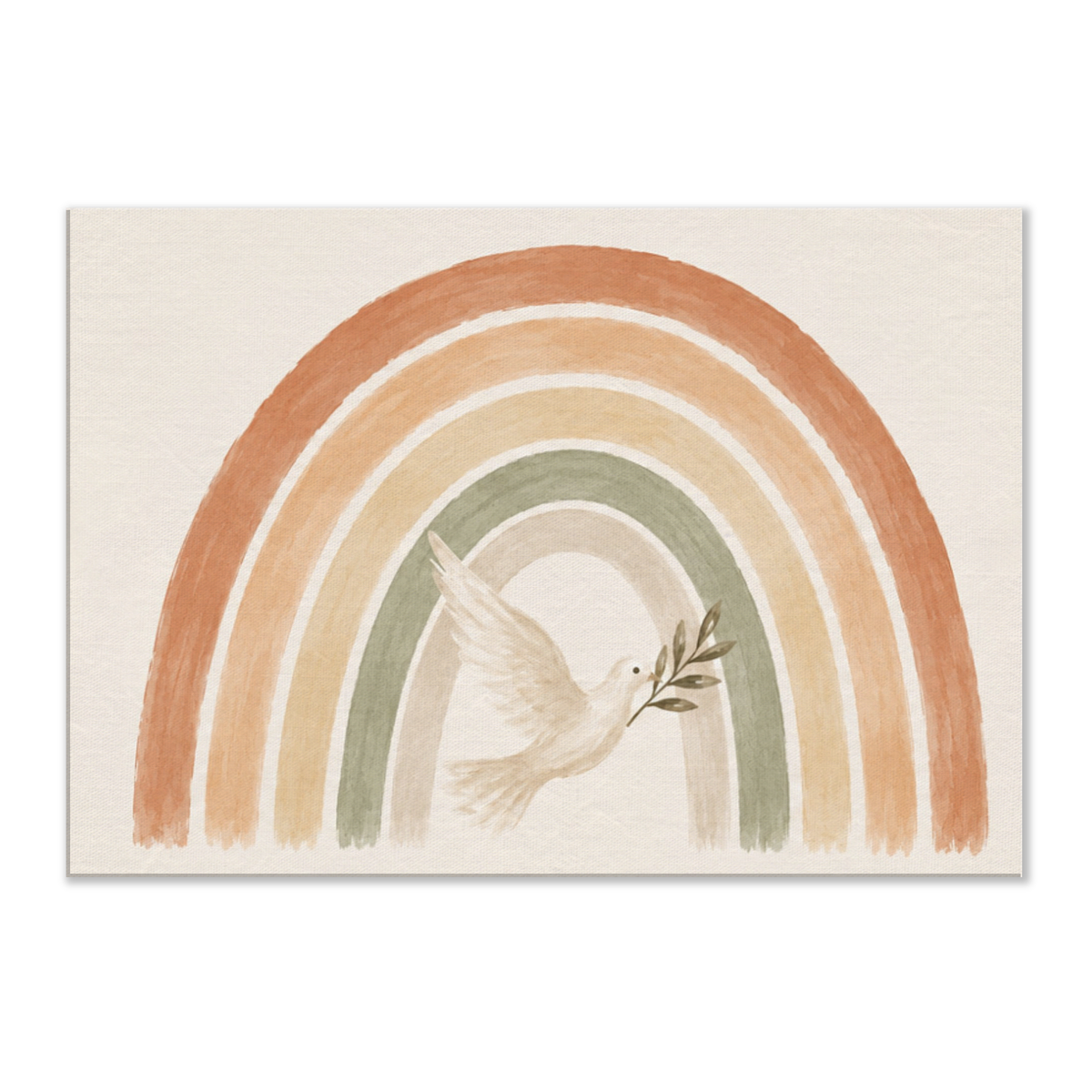 De Belofte christelijk canvas met regenboog en witte duif – dik canvas 70x100 cm – Grace Studio