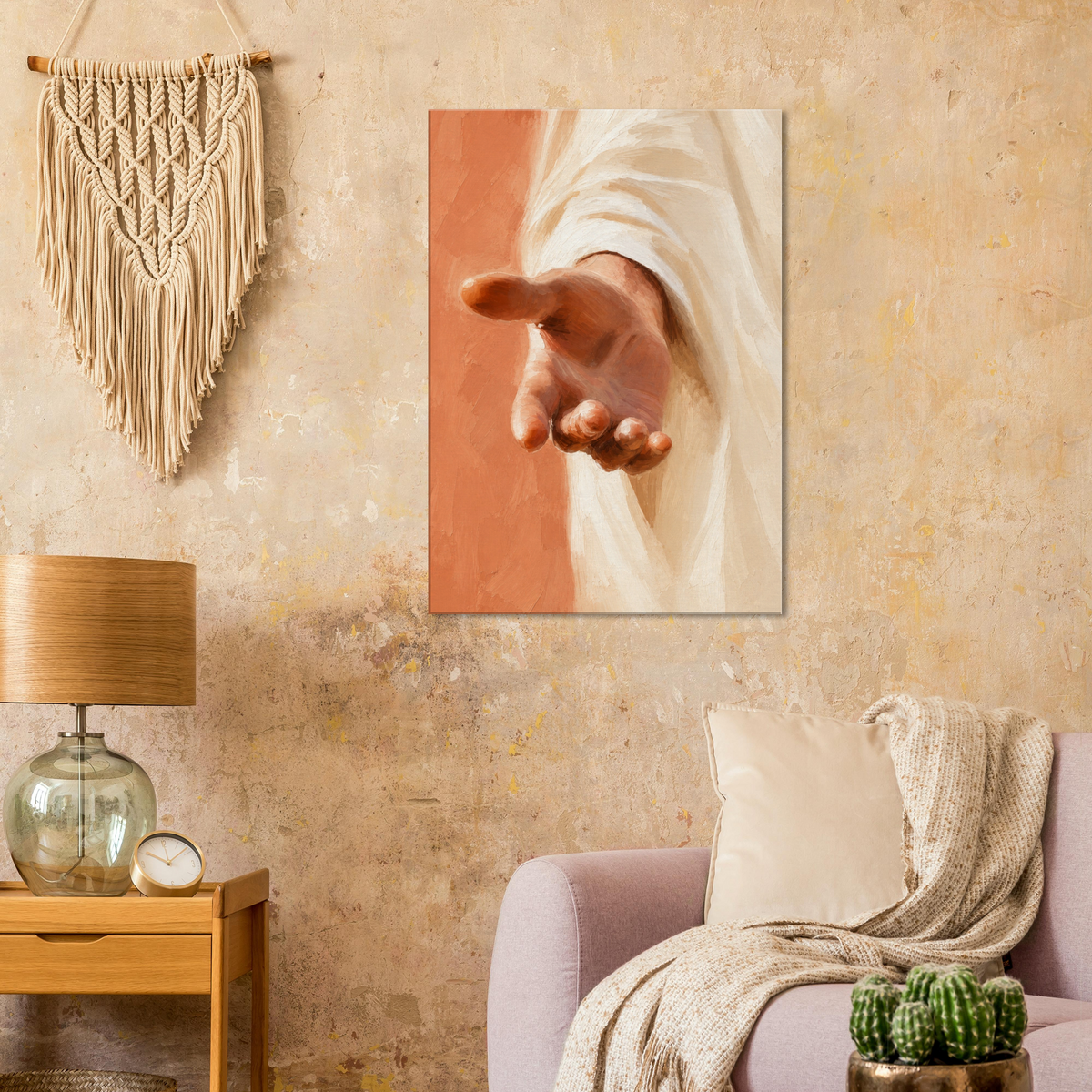 De Uitgestrekte Hand christelijk canvas met de uitgestrekte hand van Jezus – Grace Studio