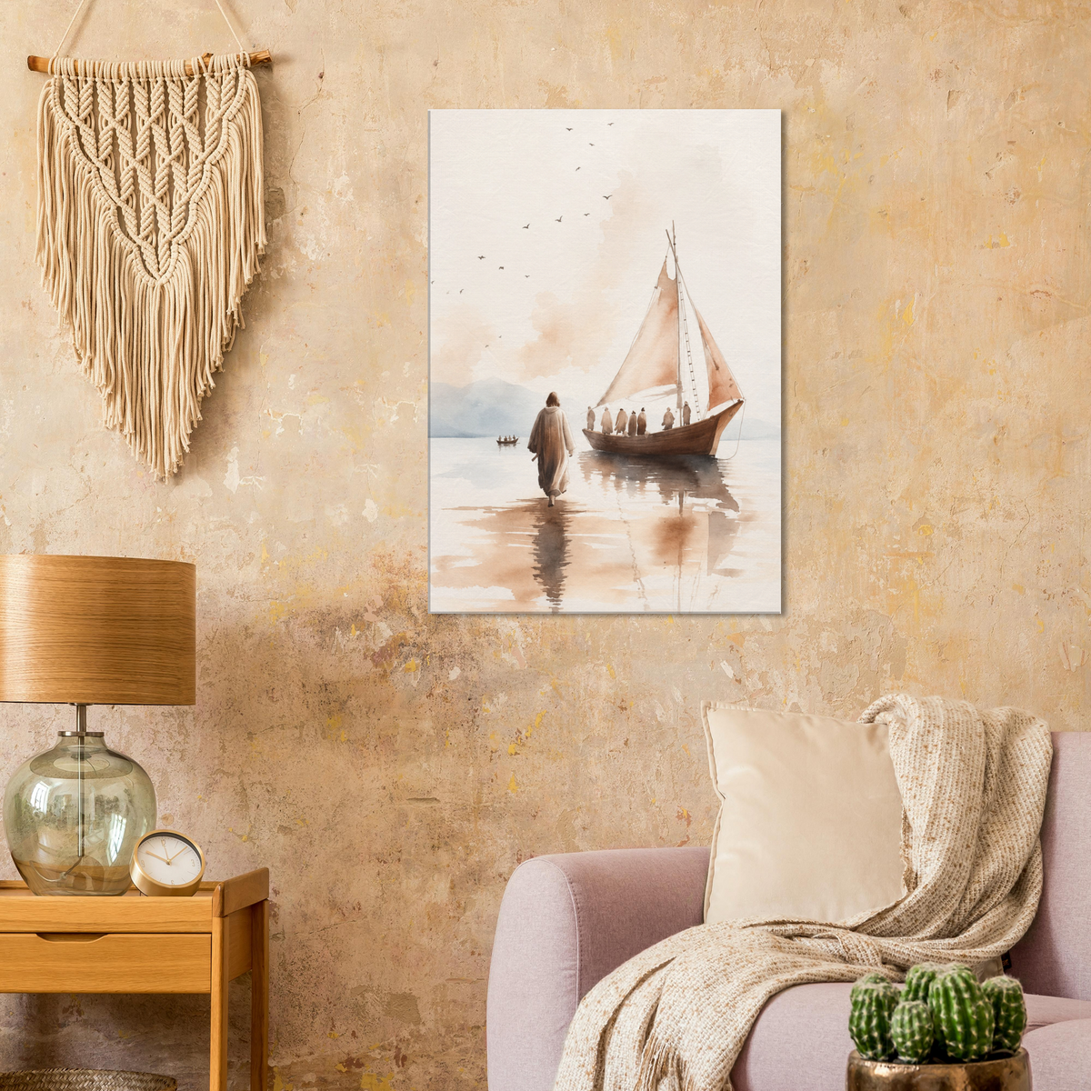 Vissers van mensen christelijk canvas met Jezus bij het water – Grace Studio