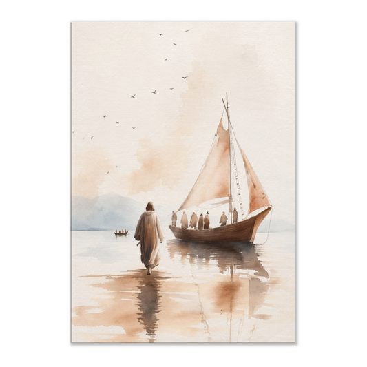 Vissers van mensen christelijk canvas met Jezus bij het water – Grace Studio