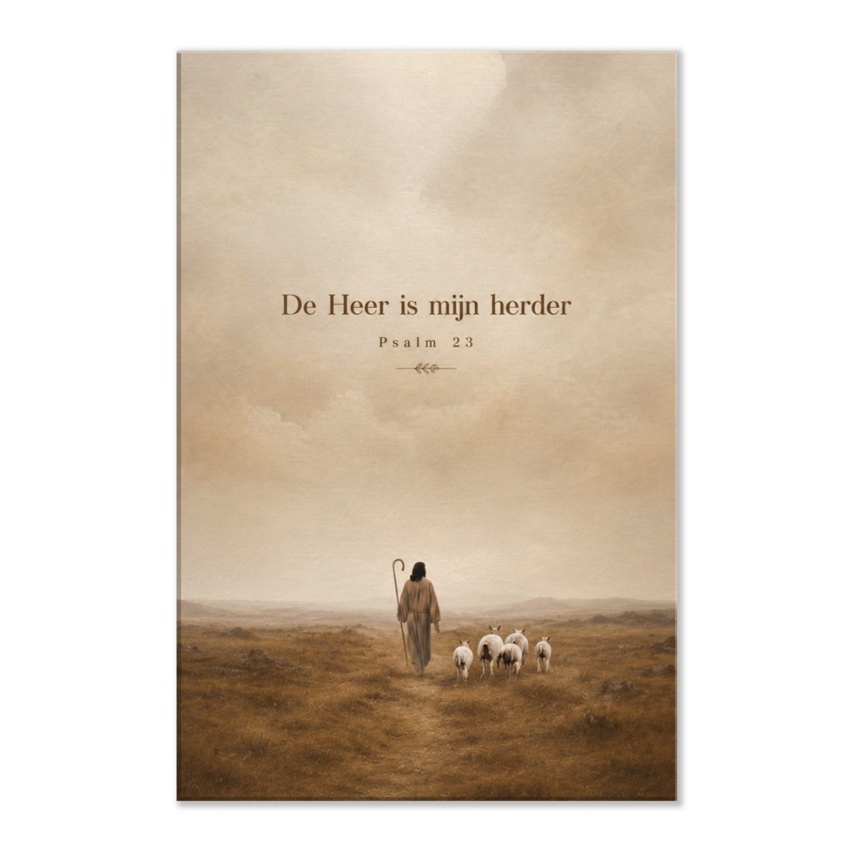 Psalm 23 christelijk canvas met herder en schapen – dun canvas 40x60 cm – Grace Studio