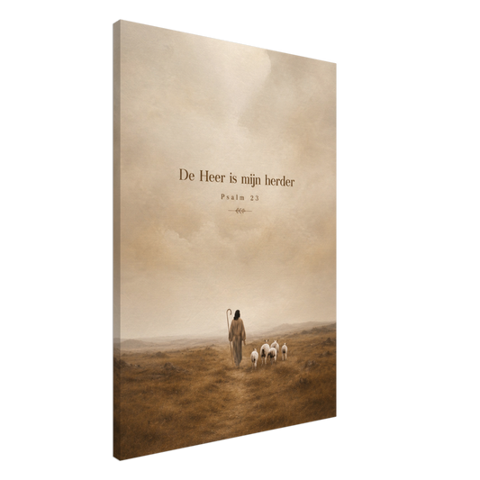 Psalm 23 christelijk canvas met herder en schapen – De Heer is mijn Herder – Grace Studio