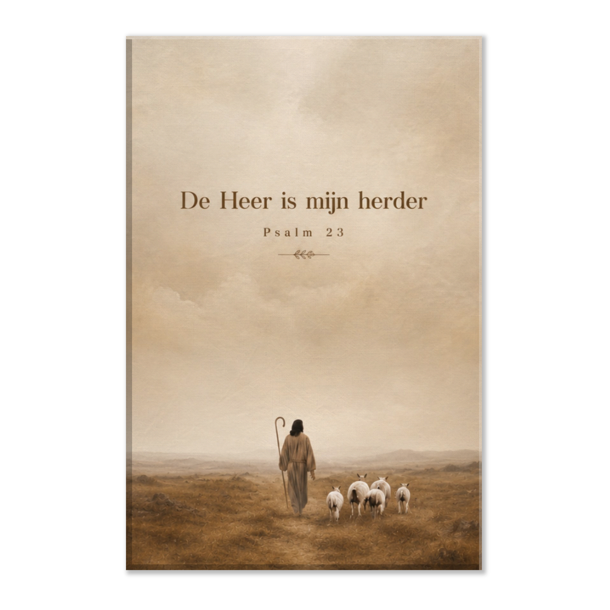 Psalm 23 christelijk canvas met herder en schapen – dun canvas 20x30 cm – Grace Studio