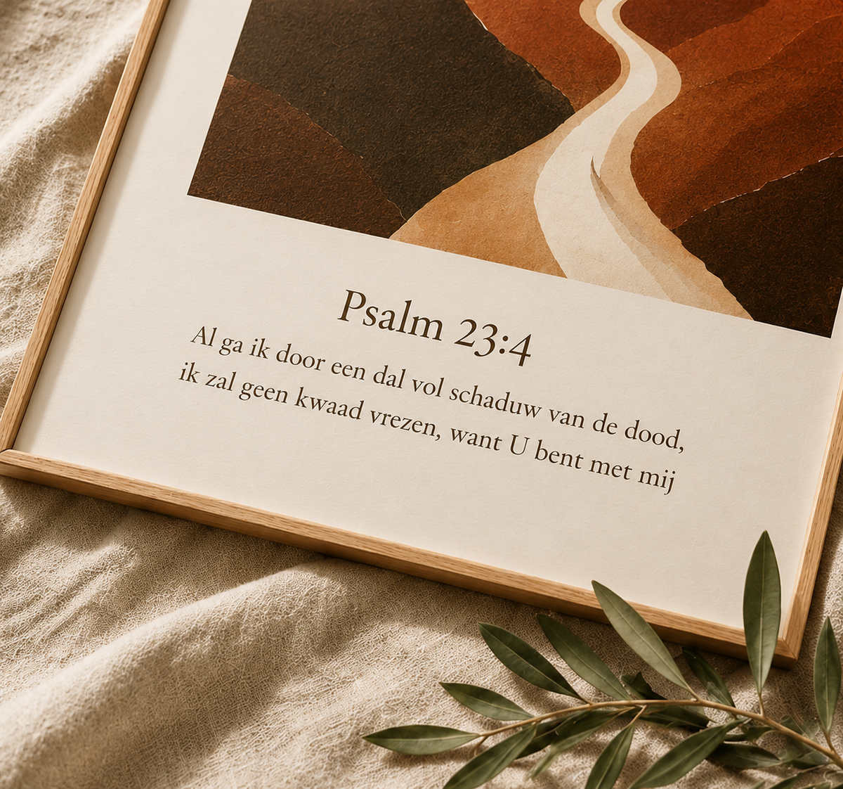 Bijbelse kunst Psalm 23 op canvas in een stijlvol interieur